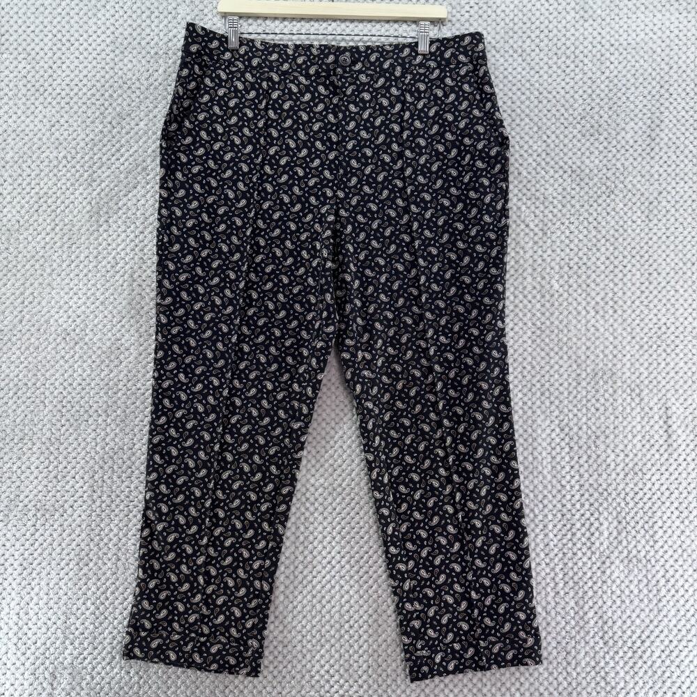 Lands End Pants Womens L 14-16 Black Brown Paisley Ponte Starfish Straight Leg